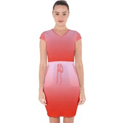 Pink Lace To Scarlet Red Linear Gradient Capsleeve Drawstring Dress  by GradientsOmbre