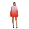 Pink Lace To Scarlet Red Linear Gradient Round Neck Long Sleeve Bohemian Style Chiffon Mini Dress View4