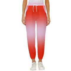 Scarlet Red To Pink Lace Bilinear Gradient Women s Cropped Drawstring Pants by GradientsOmbre