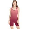 Coral Pink To Burgundy Red Linear Gradient Women s Wrestling Singlet View1