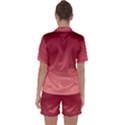 Burgundy Red To Coral Pink Linear Gradient Satin Short Sleeve Pajamas Set View2