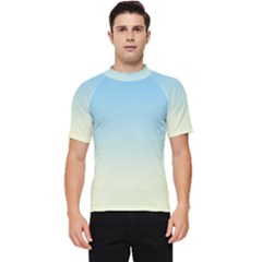 Baby Blue To Cream Yellow Linear Gradient Men s Short Sleeve Rash Guard by GradientsOmbre