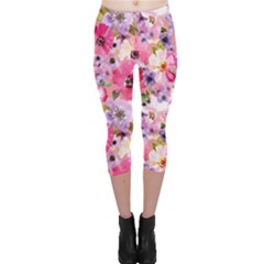 Pattern Seamless Texture Daisies Capri Leggings  by Grandong