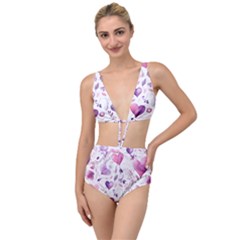 Hearts Love Purple Tied Up Two Piece Swimsuit by Grandong