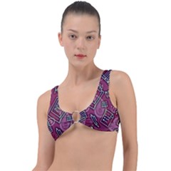 Abstract Art Pattern Design Background Ring Detail Bikini Top by Grandong