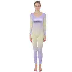Pale Violet To Cream Yellow Bilinear Gradient Long Sleeve Catsuit by GradientsOmbre