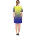 Electric Yellow To Navy Blue Linear Gradient Sixties Short Sleeve Mini Dress View2