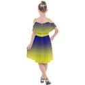 Navy Blue To Electric Yellow Linear Gradient Kids  Cut Out Shoulders Chiffon Dress View2
