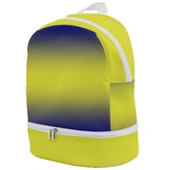 Navy Blue To Electric Yellow Bilinear Gradient Zip Bottom Backpack by GradientsOmbre