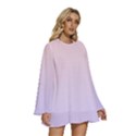 Pale Pink To Pale Violet Linear Gradient Round Neck Long Sleeve Bohemian Style Chiffon Mini Dress View3