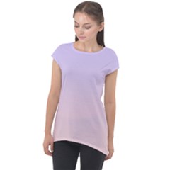 Pale Violet To Pale Pink Linear Gradient Cap Sleeve High Low Top by GradientsOmbre