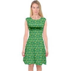 Golden Leaves Capsleeve Midi Dress by designsbymallika