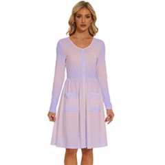 Pale Violet To Pale Pink Bilinear Gradient Long Sleeve Dress With Pocket by GradientsOmbre