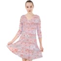 Boho Pattern Quarter Sleeve Front Wrap Dress View1