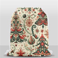 Christmas Tree Snow Drawstring Bag (small) by Bedest