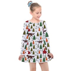Little Red Riding Hood Seamless Kids  Long Sleeve Dress by Sabxi