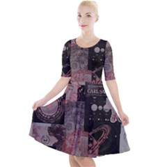 Aesthetic , Aesthetic, Dark Quarter Sleeve A-line Dress With Pockets by kyorashop23