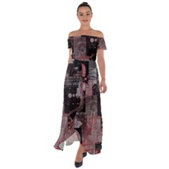 Aesthetic , Aesthetic, Dark Off Shoulder Open Front Chiffon Dress by kyorashop23