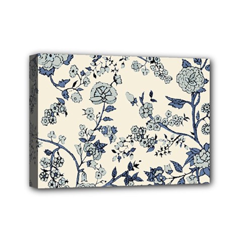 Blue Vintage Background Mini Canvas 7  X 5  (stretched) by kyorashop23