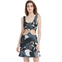 Blue Winter Camouflage, Military Camouflage Velour Cutout Dress View1