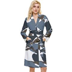 Blue Winter Camouflage, Military Camouflage Long Sleeve Velvet Robe by kyorashop23