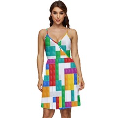 Colorful Bricks, Bricks, Colorful V-neck Pocket Summer Dress  by kyorashop23