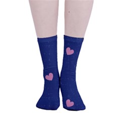 Corazones, Blue, Pattern Smooth Crew Length Tube Socks by kyorashop23
