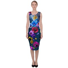Falling Flowers, Art, Coffee Cup Sleeveless Pencil Dress by kyorashop23