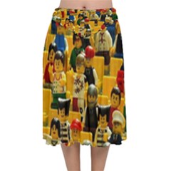 Lego People, Games Velvet Flared Midi Skirt by kyorashop23