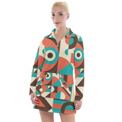 Retro Colorful Background, Retro Abstraction Women s Long Sleeve Casual Dress by kyorashop23