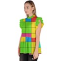 Tetris , Games, Rainbow Ruffle Collar Short Sleeve Chiffon Top View2