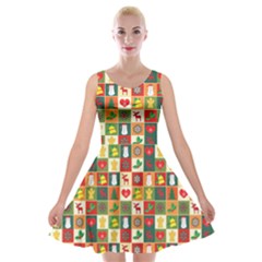 Template Christmas Pattern Velvet Skater Dress by Proyonanggan
