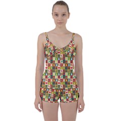 Template Christmas Pattern Tie Front Two Piece Tankini by Proyonanggan