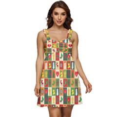 Template Christmas Pattern Ruffle Strap Babydoll Chiffon Dress by Proyonanggan