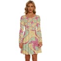 Abstract Pattern Design Scrapbooking Long Sleeve Wide Neck Velvet Dress View1