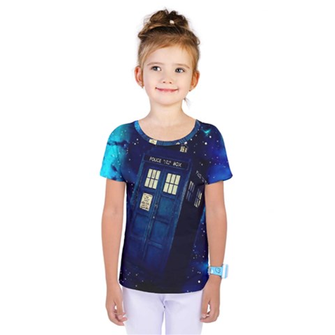 Tardis Doctor Who Space Galaxy Kids  One Piece T-shirt by Cemarart