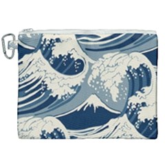 Japanese Wave Pattern Canvas Cosmetic Bag (xxl) by Cemarart