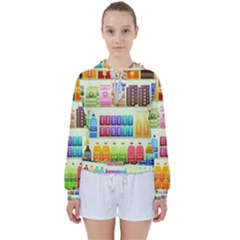 Supermarket Shelf Products Snacks Women s Tie Up Sweat by Cemarart
