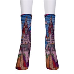 Castle Building Stained Glass Crew Socks by Cemarart