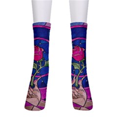 Enchanted Rose Stained Glass Crew Socks by Cemarart