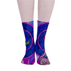 Enchanted Rose Stained Glass Smooth Crew Length Tube Socks by Cemarart