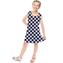 Pattern Checkered Squares Black White Pattern Kids  Tunic Dress by Sabxi