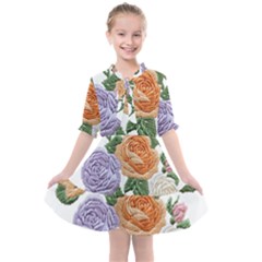 Embroidery Roses Floral Design Kids  All Frills Chiffon Dress by Sabxi