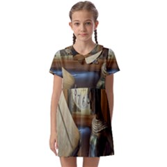 Clock And Lady Kids  Asymmetric Collar Dress by bestdesignintheworld