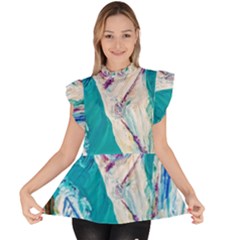 Sailing Boat Ruffle Collar Short Sleeve Chiffon Top by bestdesignintheworld
