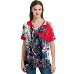 Multiple Desires-1-2 V-neck Split Shoulder Casual T-shirt by bestdesignintheworld