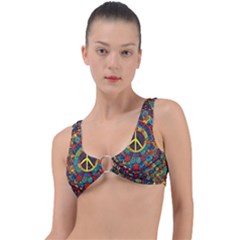 Peace Abstract Pattern Creative Drawing Ring Detail Bikini Top by Posterlux