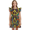 Peace Abstract Pattern Creative Drawing Kids  Winged Sleeve Dress View1