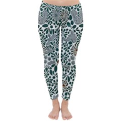 Retro Scandinavian Nordic Flowers Pattern 5 Classic Winter Leggings by violetheavensky