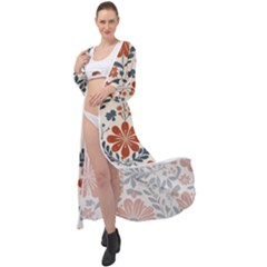 Retro Scandinavian Nordic Flowers Pattern 3 Maxi Chiffon Beach Wrap by violetheavensky